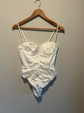 Zara Cream Bustier Bodysuit with Thin Straps
